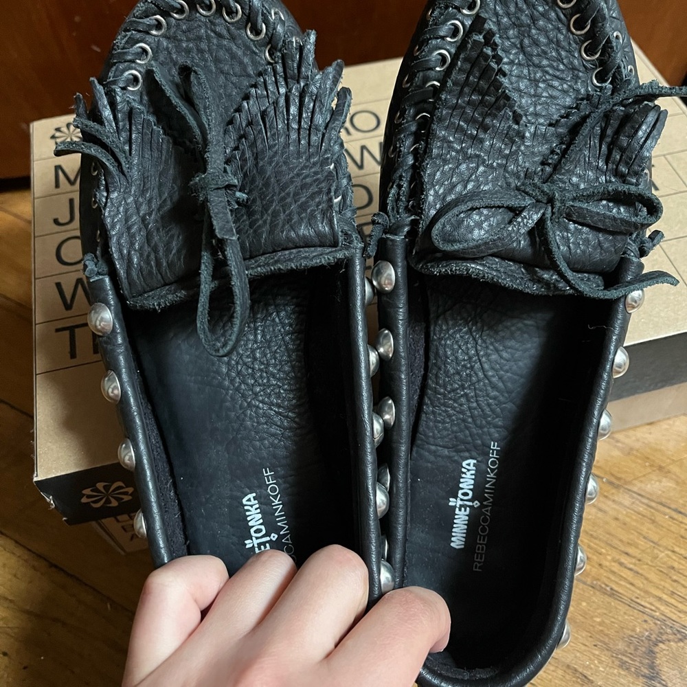 Minnetonka x Rebecca Minkoff leather moccasins